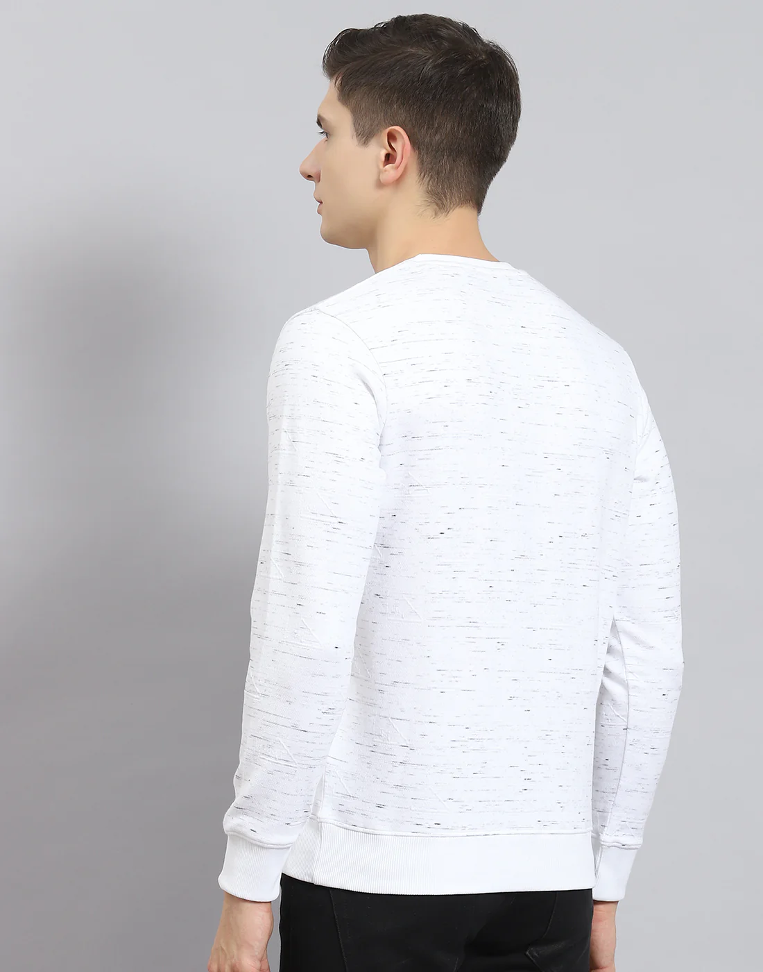 Men Off White Printed Round Neck Full Sleeve Sweatshirt - Image 6