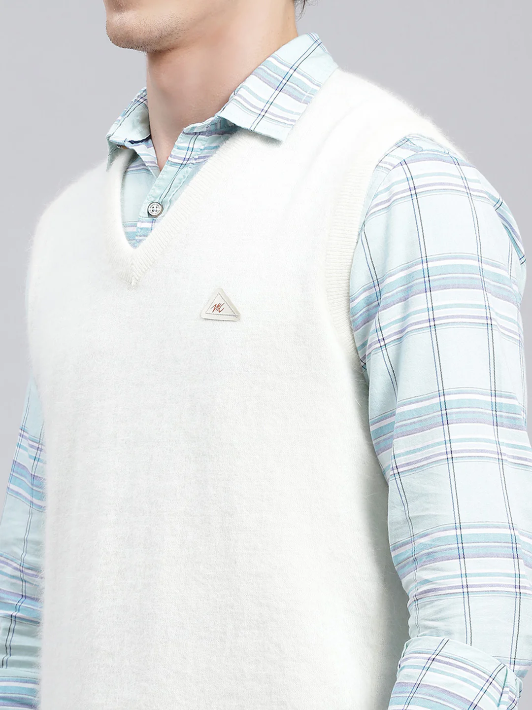 Men Off White Solid Angoora Sweater - Image 6