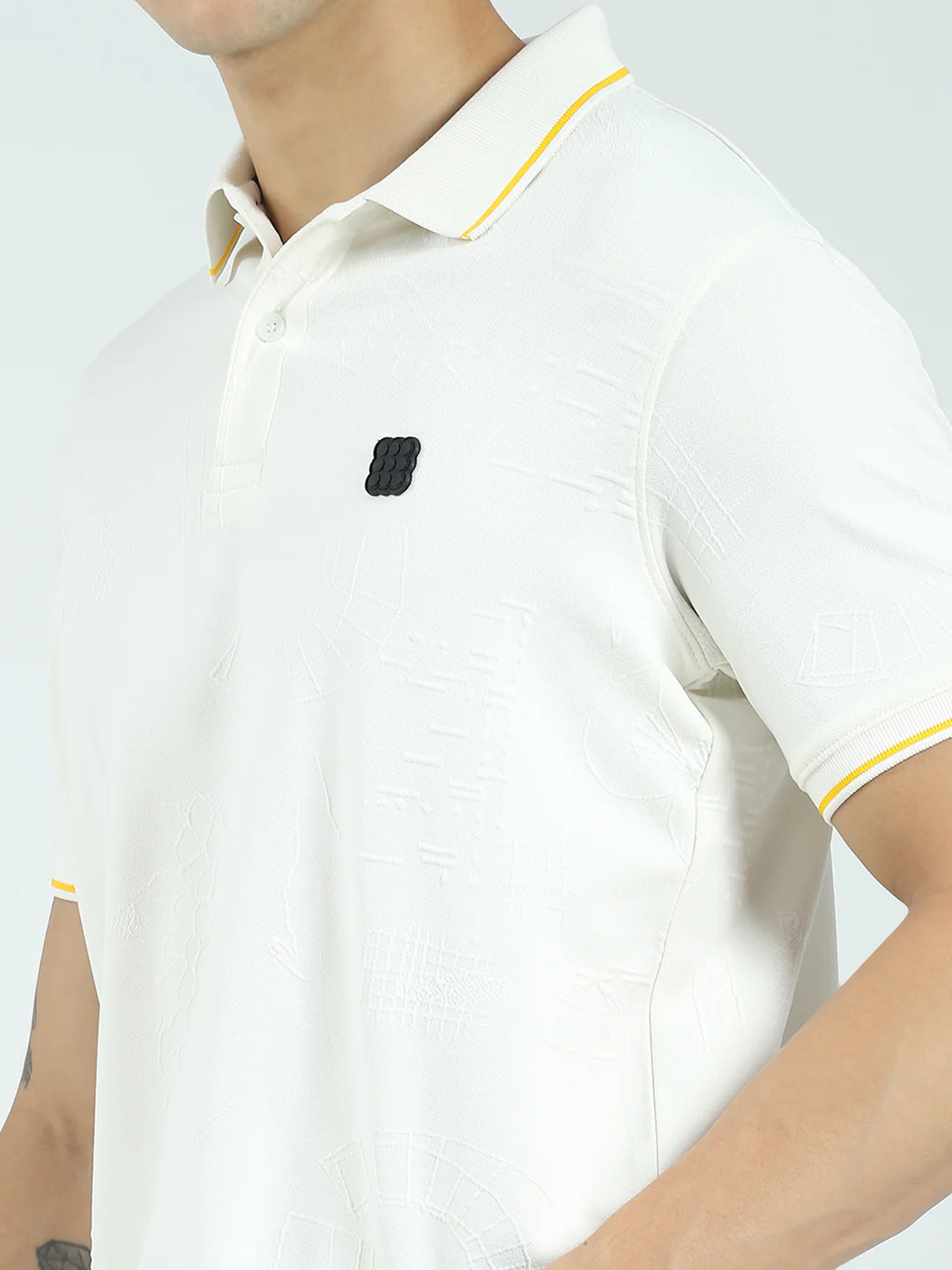 Rock.it Men Off White Solid Collar Half Sleeve T-Shirt - Image 7