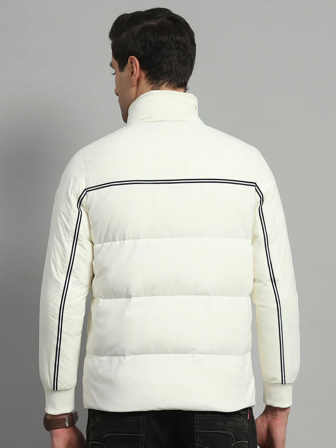 Luxuria Men Off White Solid Detachable Hood Full Sleeve Jacket - Image 5