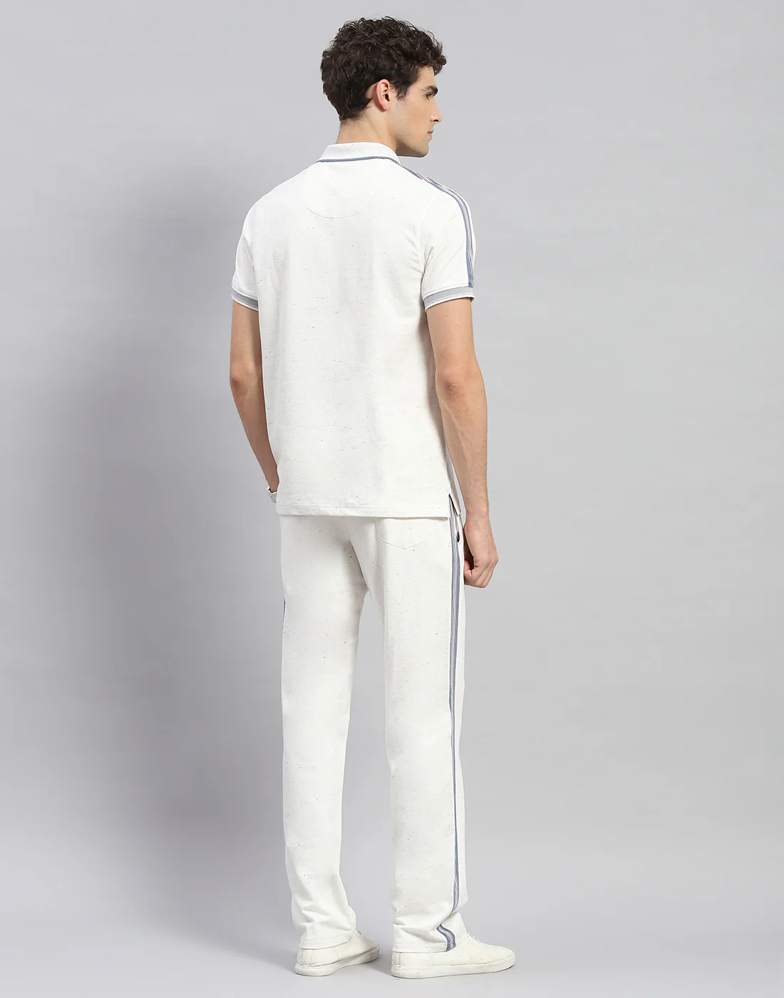 Men Off White Solid  Half Sleeve Lower Set - Image 5