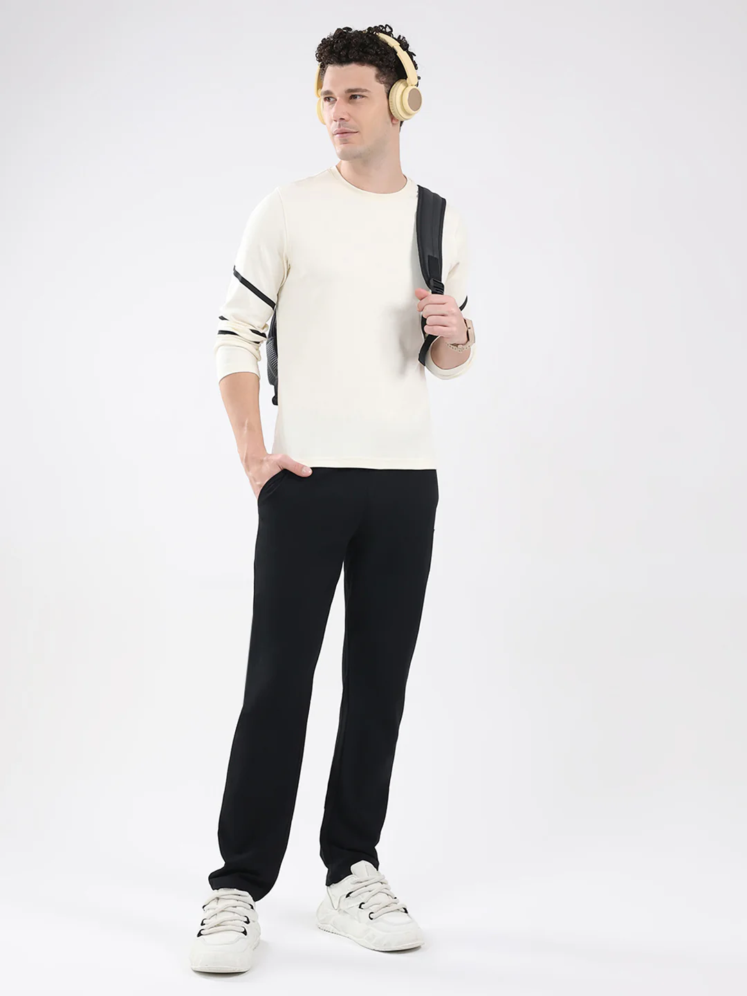 Rock.it Men Off White Solid Round Neck Full Sleeve Winter T-Shirt - Image 2