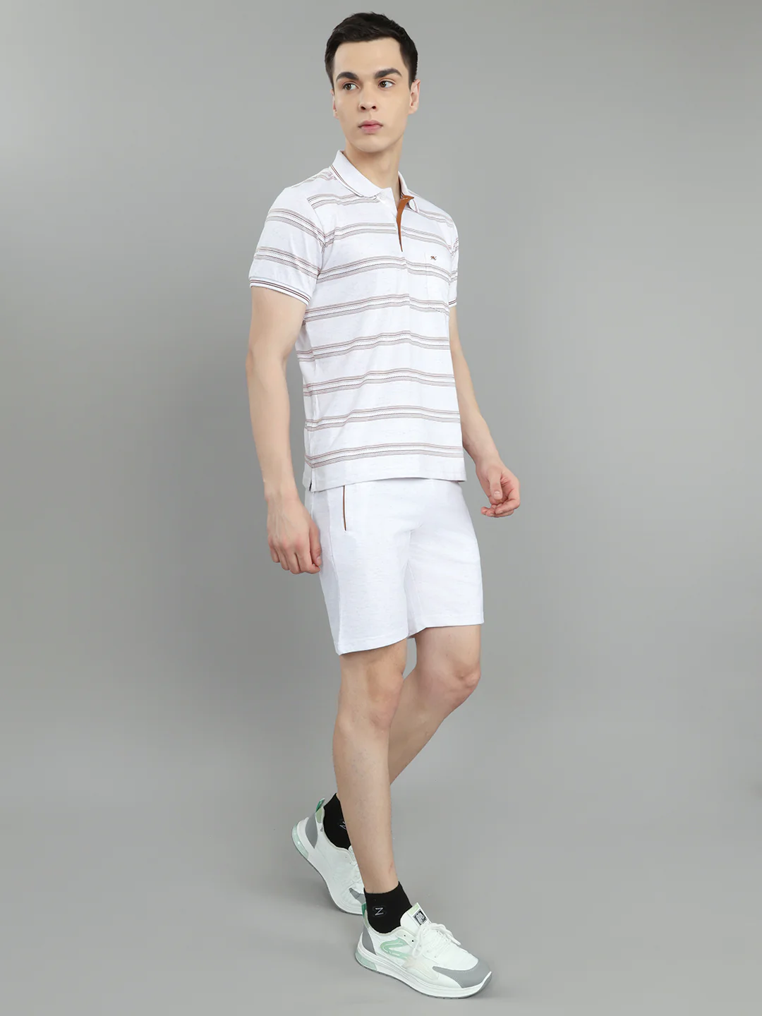 Men Off White Stripe Round Neck Half Sleeve 3 Pc Combo Set - Image 10