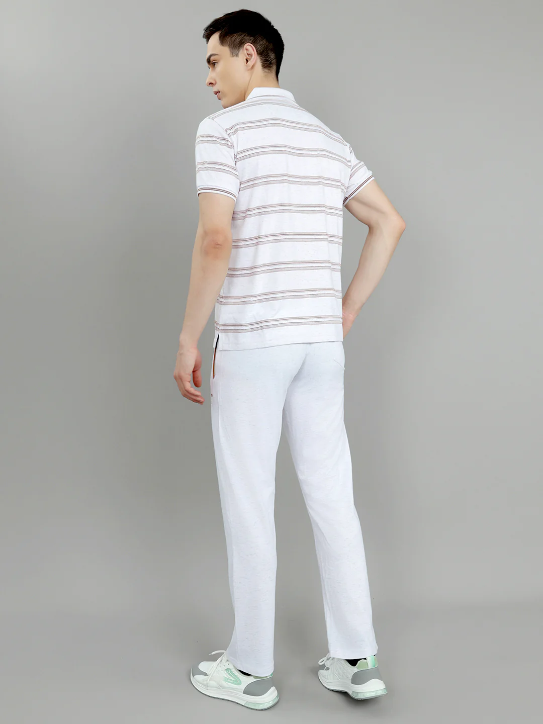 Men Off White Stripe Round Neck Half Sleeve 3 Pc Combo Set - Image 4
