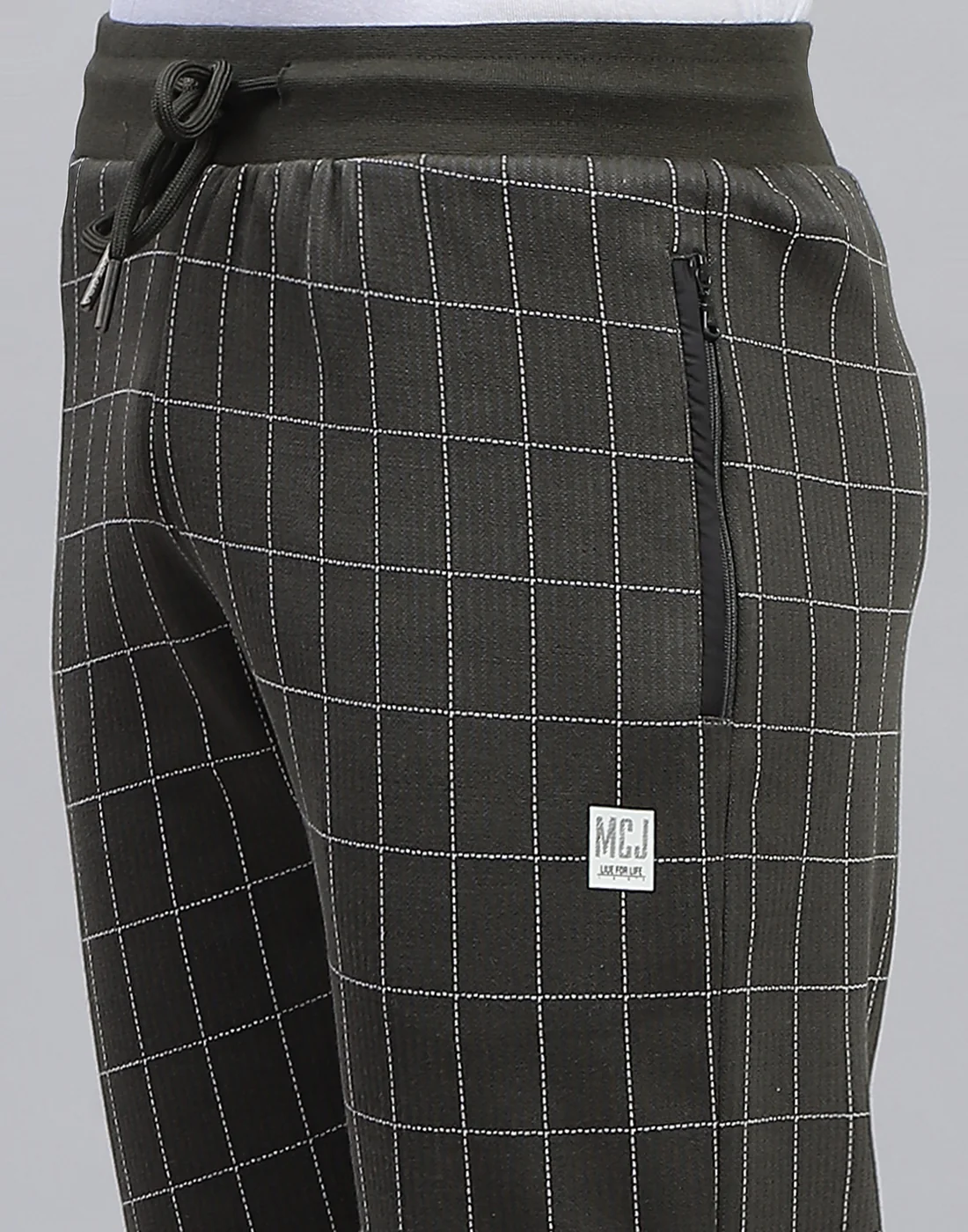 Men Olive Check Regular Fit Lower - Image 6