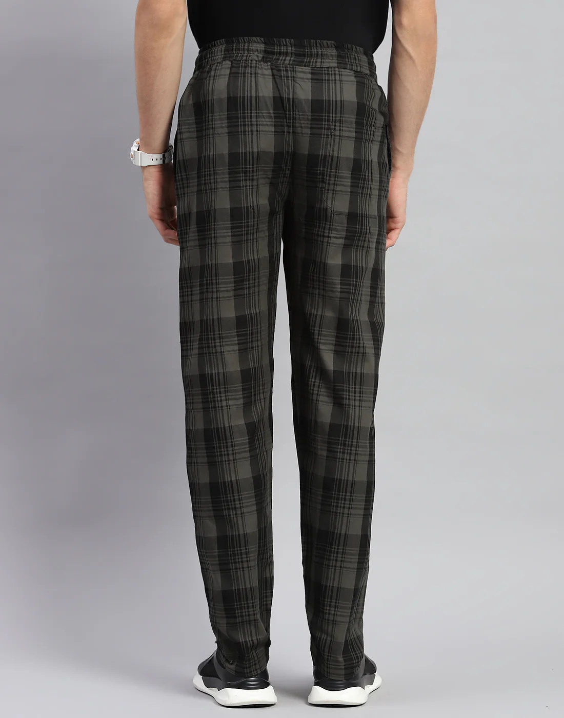 Men Olive Check Regular Fit Lower - Image 5