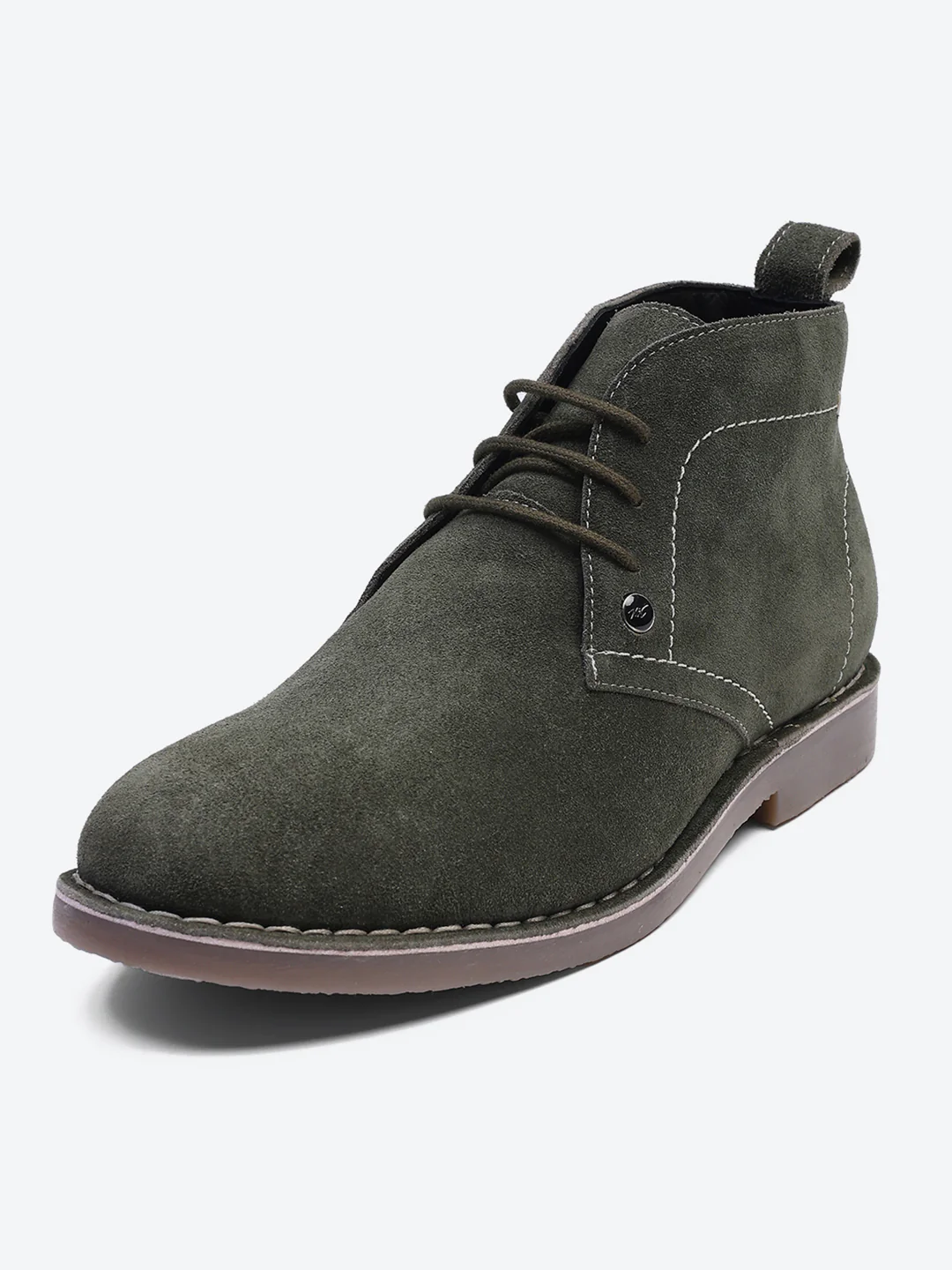 Men Olive Lace Up Genuine Leather Chukka Boots - Image 3