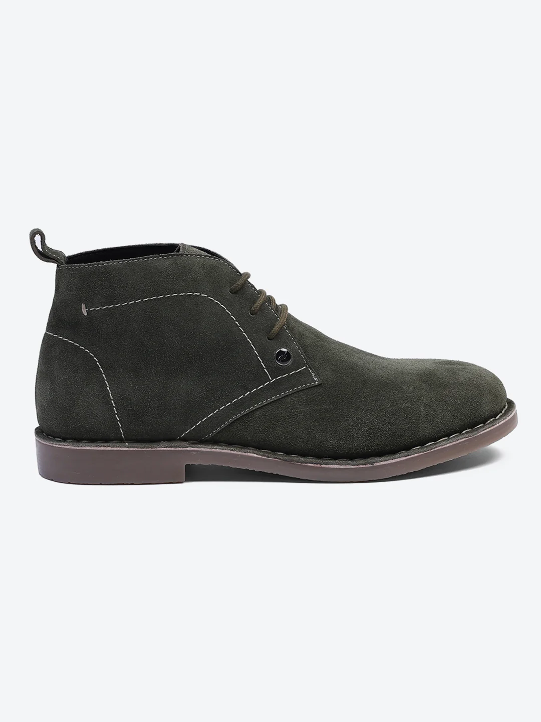 Men Olive Lace Up Genuine Leather Chukka Boots - Image 5