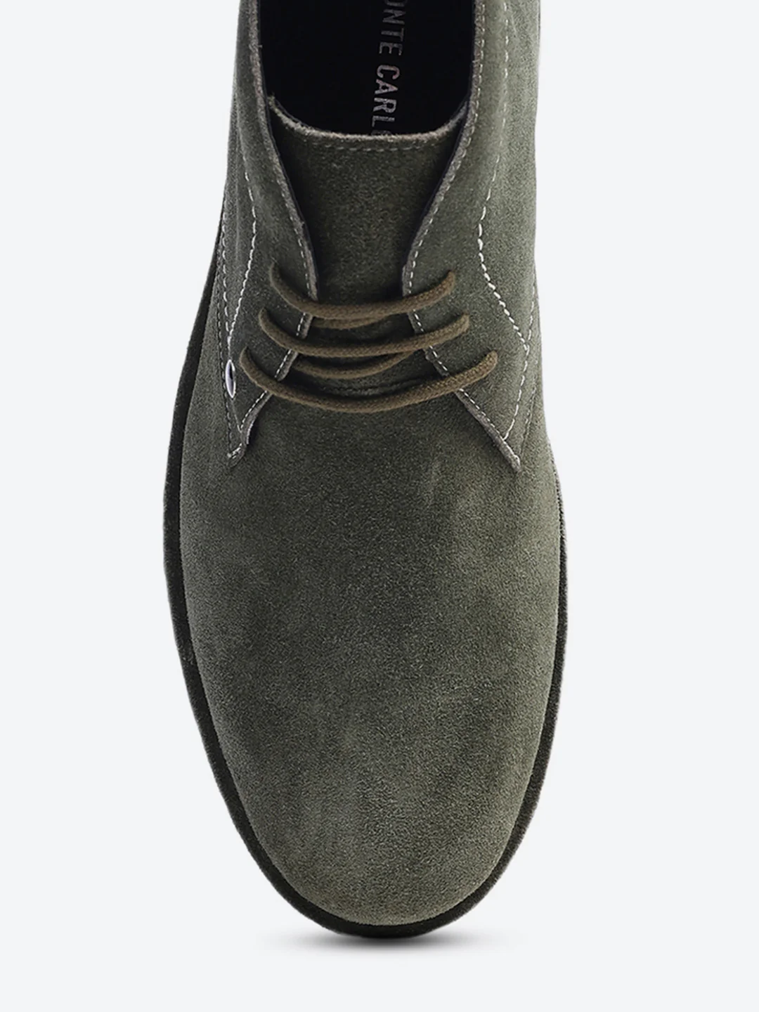 Men Olive Lace Up Genuine Leather Chukka Boots - Image 7