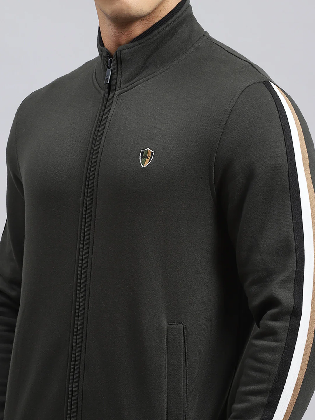 Men Olive Plain Tracksuit - Image 6