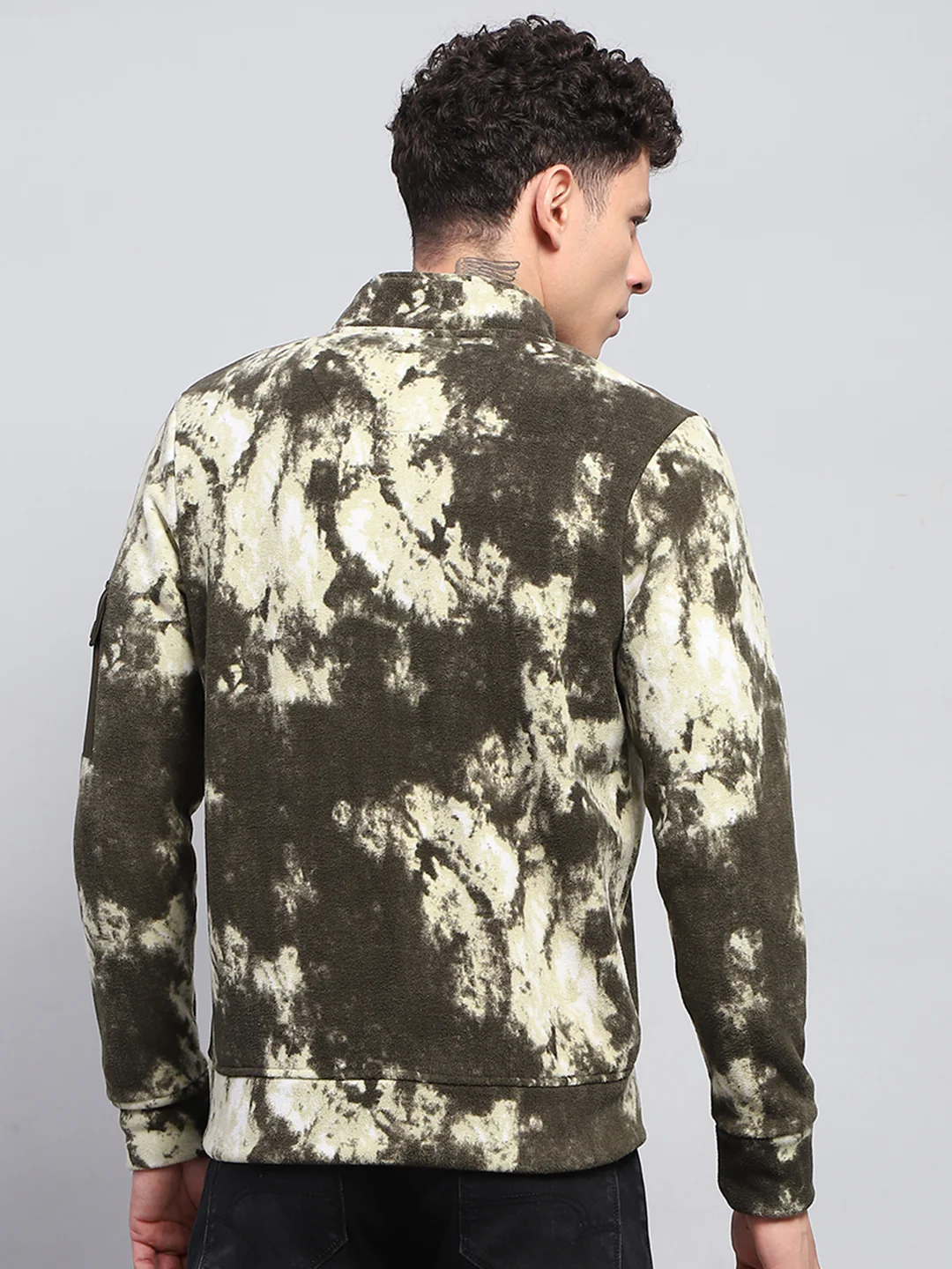 Rock.it Men Olive Printed Mock Neck Full Sleeve Sweatshirt - Image 5