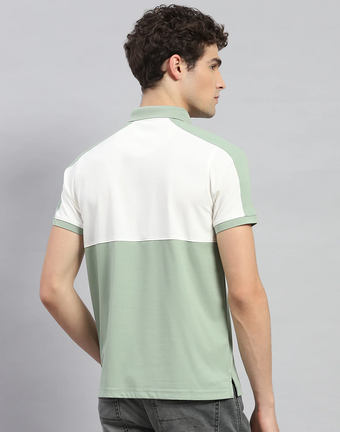 Men Olive Printed Polo Collar Half Sleeve T-Shirt - Image 5