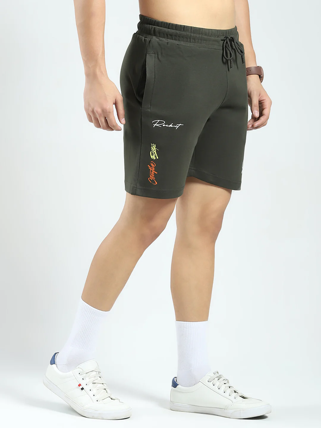 Rock.it Men Olive Printed Regular Fit Shorts - Image 4