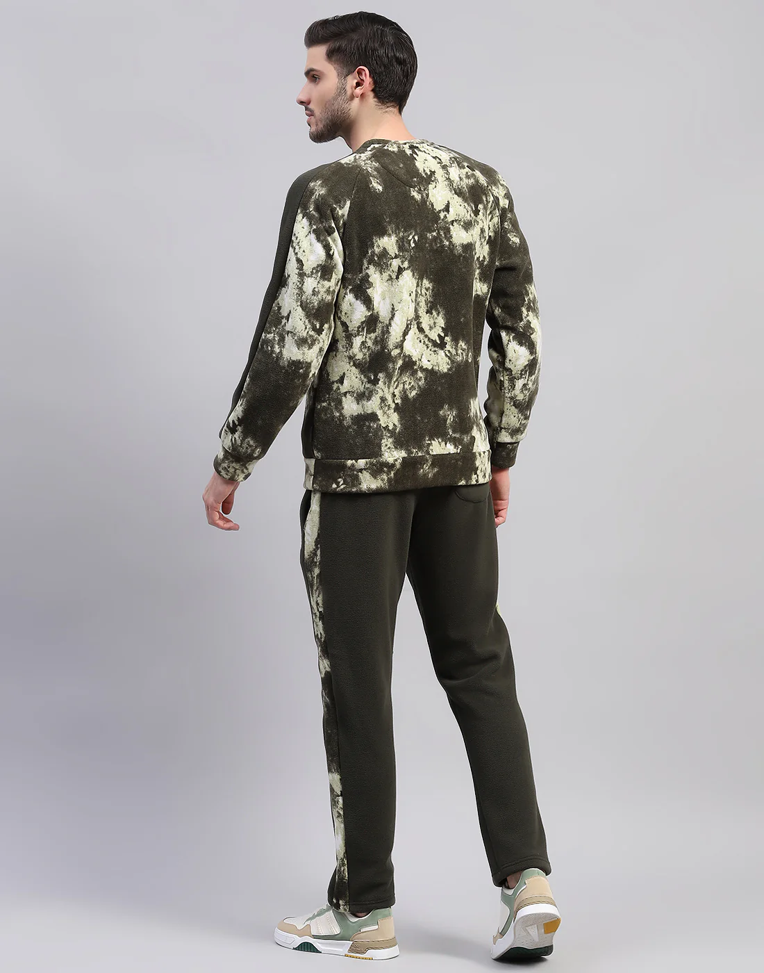 Rock.it Men Olive Printed Round Neck Full Sleeve Tracksuit - Image 5