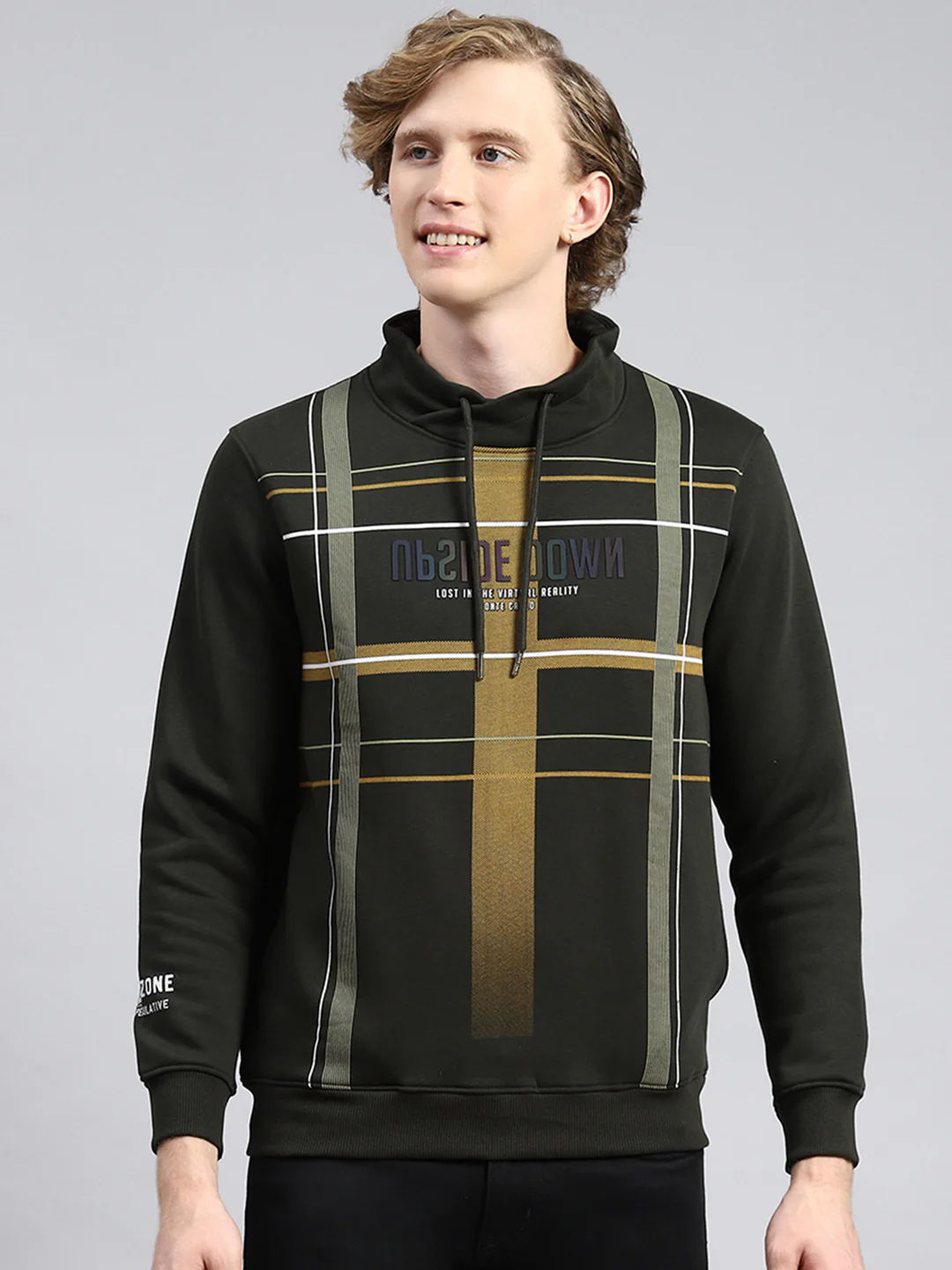 Men Olive Printed Sweatshirt - Image 2