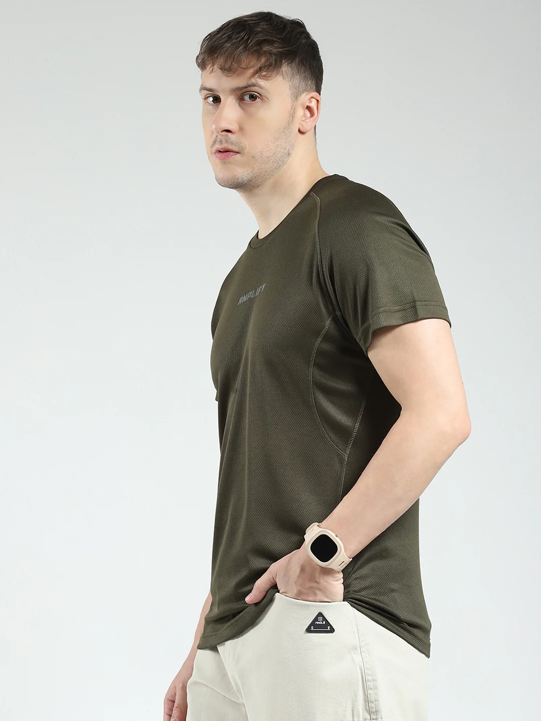 Rock.it Men Olive Printed Round Neck Half Sleeve T-Shirt - Image 3