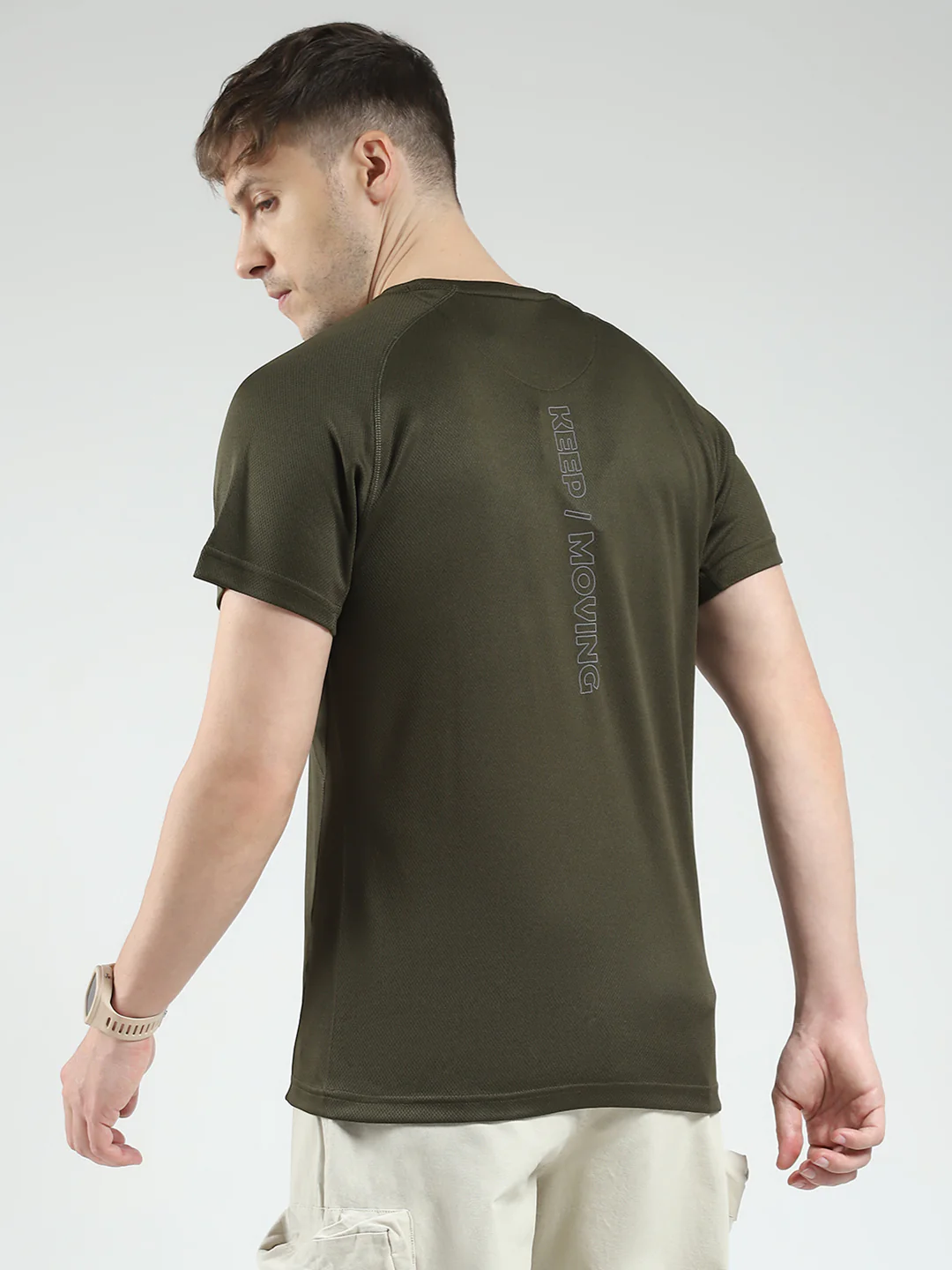 Rock.it Men Olive Printed Round Neck Half Sleeve T-Shirt - Image 5