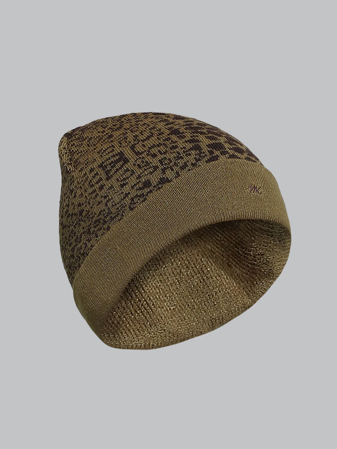 Men Olive Self Design Cap - Image 2