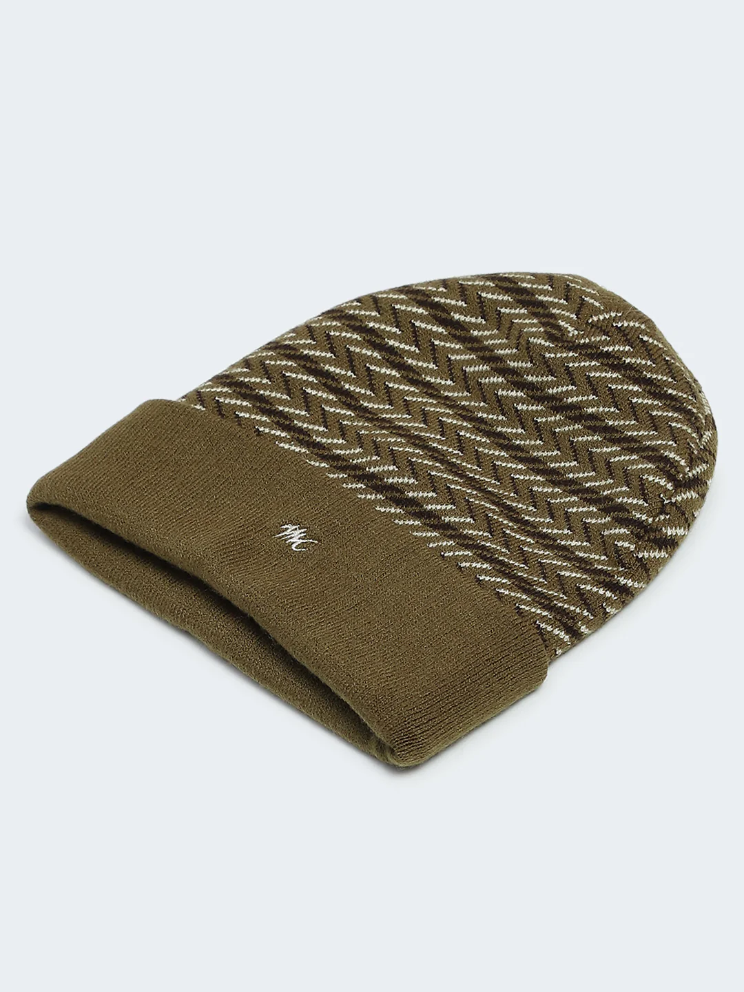 Men Olive Self Design Cap - Image 6