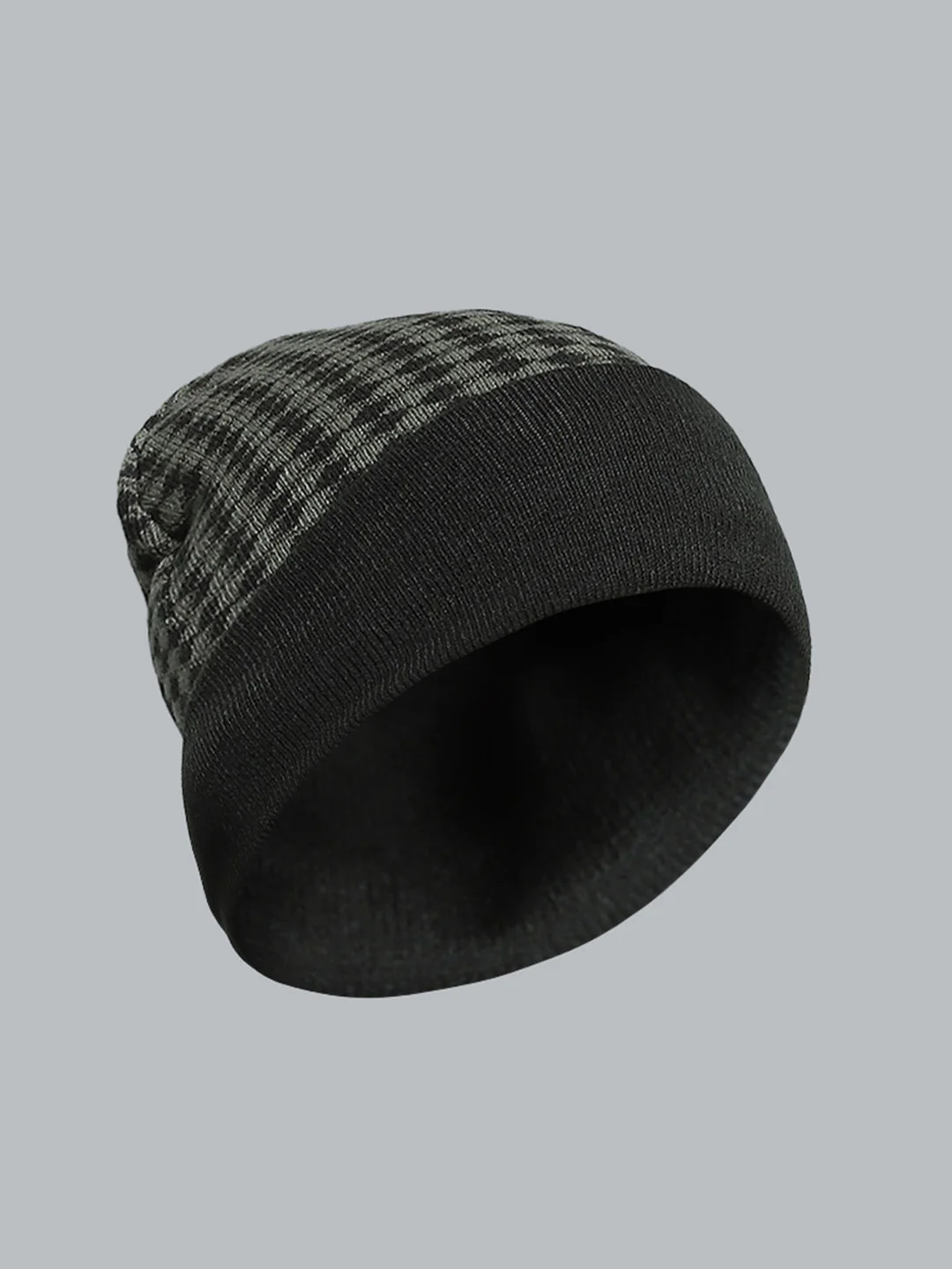 Men Olive Self Design Cap - Image 2