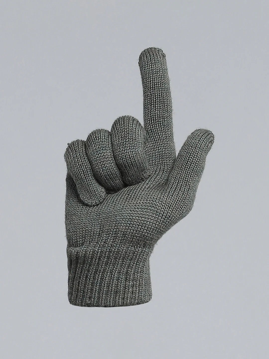 Men Olive Self Design Gloves - Image 4