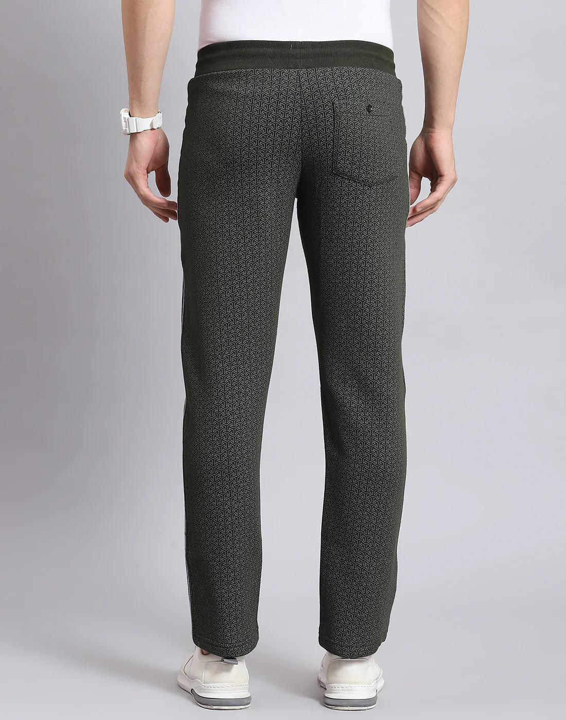 Men Olive Self Design Regular Fit Winter Lower - Image 6