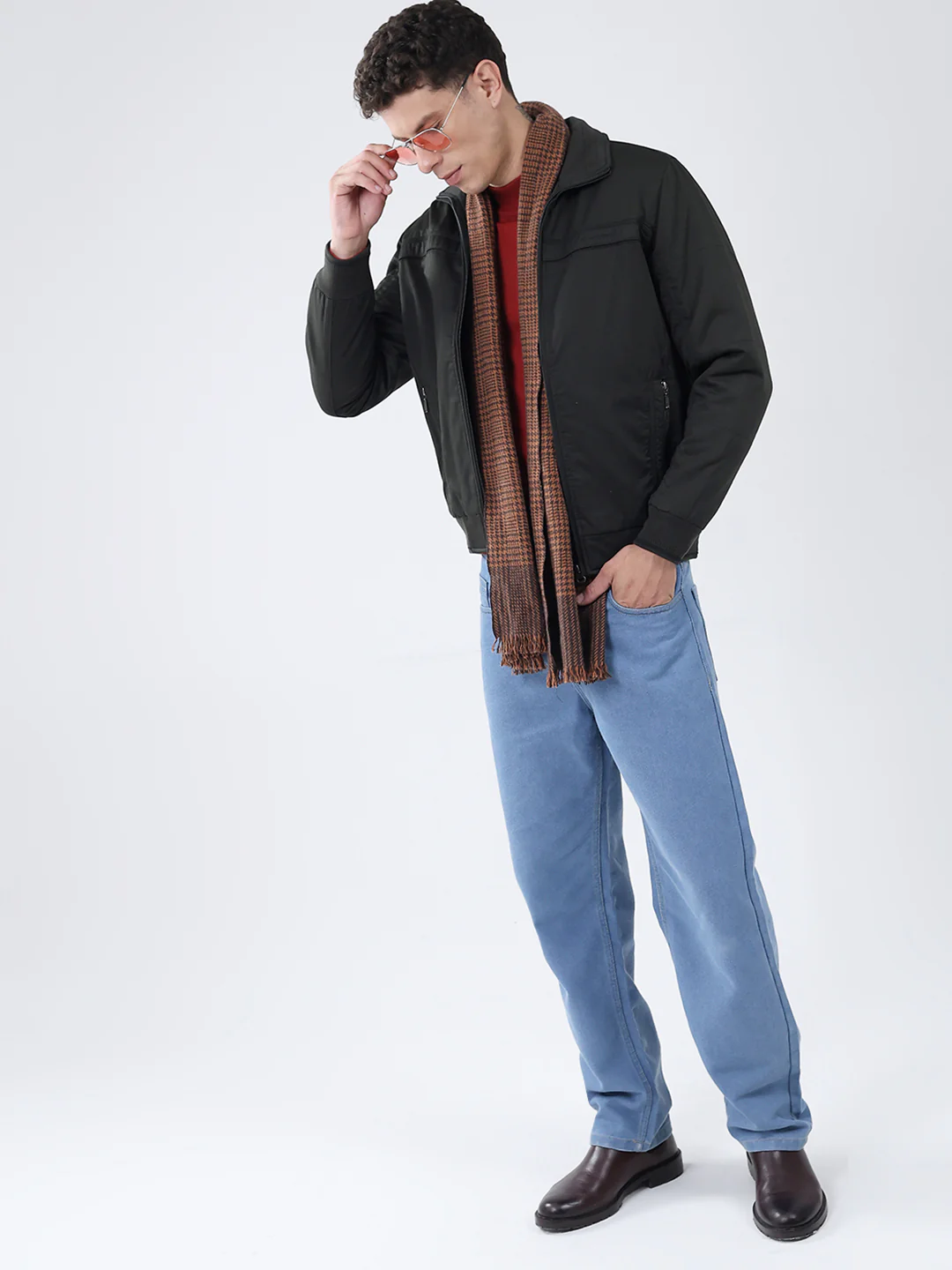 Men Olive Solid Collar Full Sleeve Jacket - Image 2