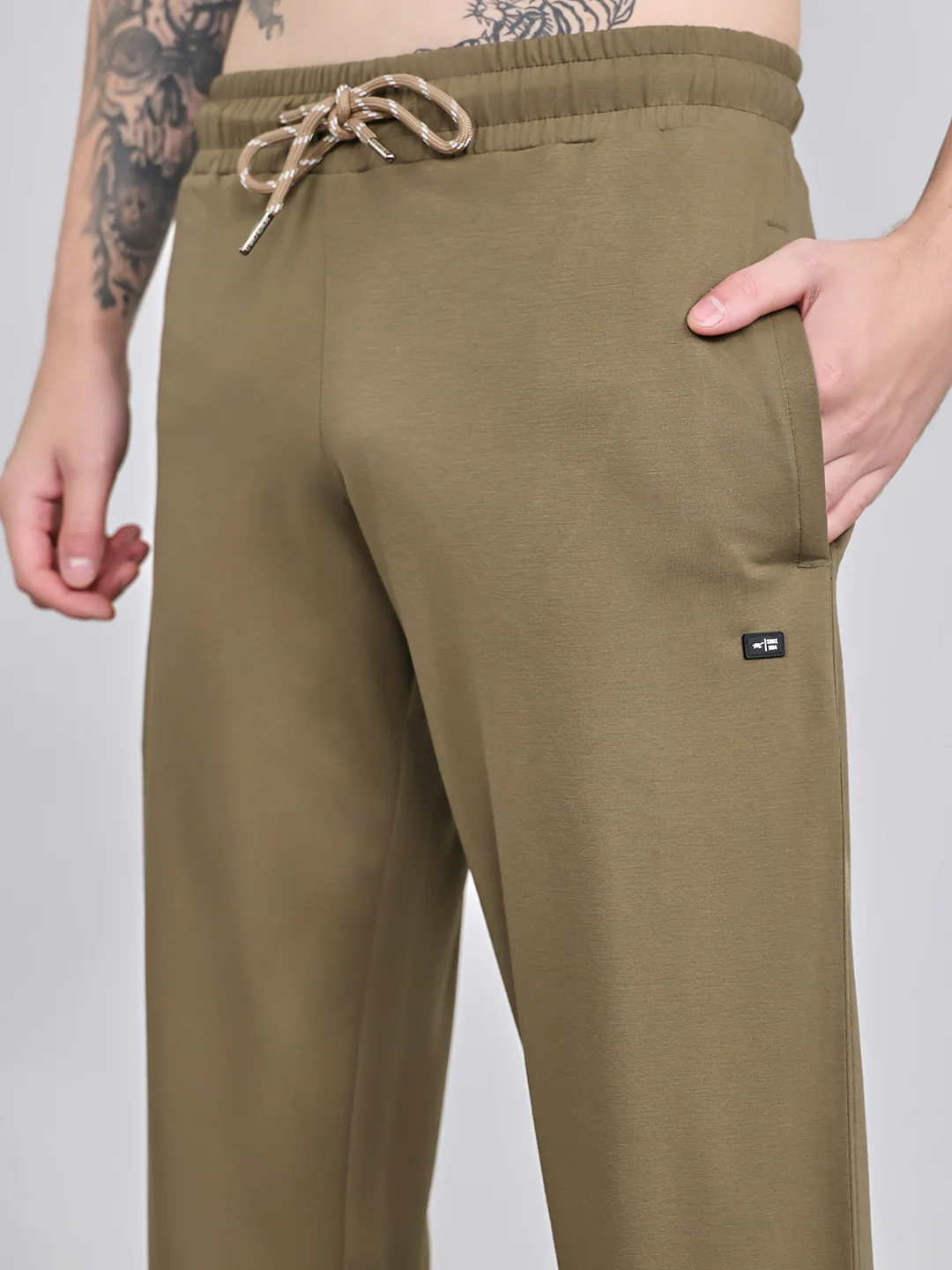 Men Olive Solid Collar Half Sleeve Lower Set - Image 6