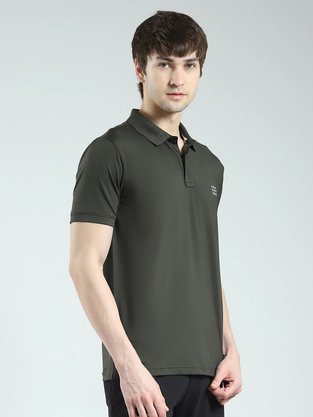 Rock.it Men Olive Solid Collar Half Sleeve T-Shirt - Image 4