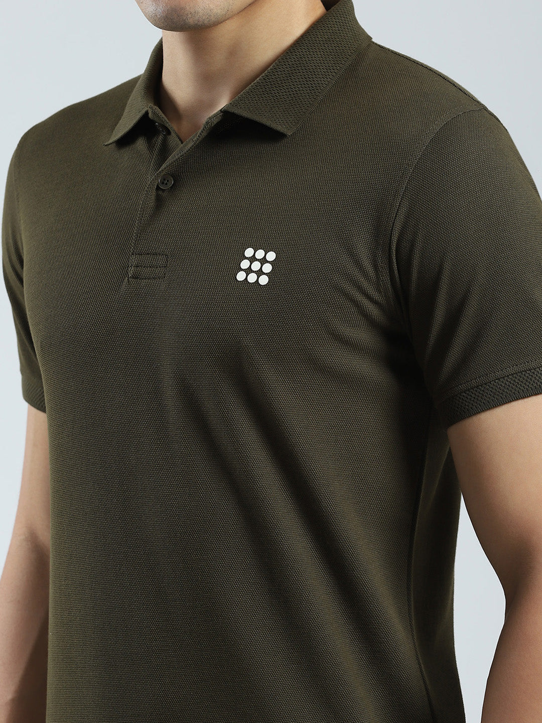 Rock.it Men Olive Solid Collar Half Sleeve T-Shirt - Image 7