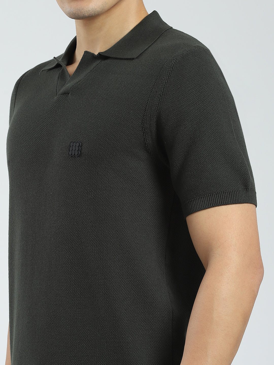 Rock.it Men Olive Solid Collar Half Sleeve T-Shirt - Image 7
