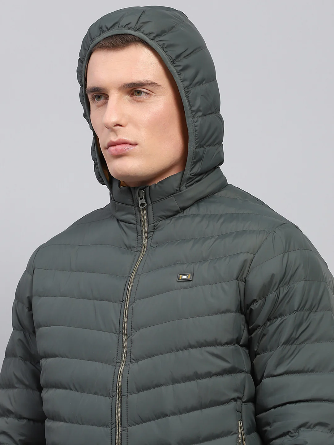 Men Olive Solid Detachable Hood Full Sleeve Jacket - Image 6