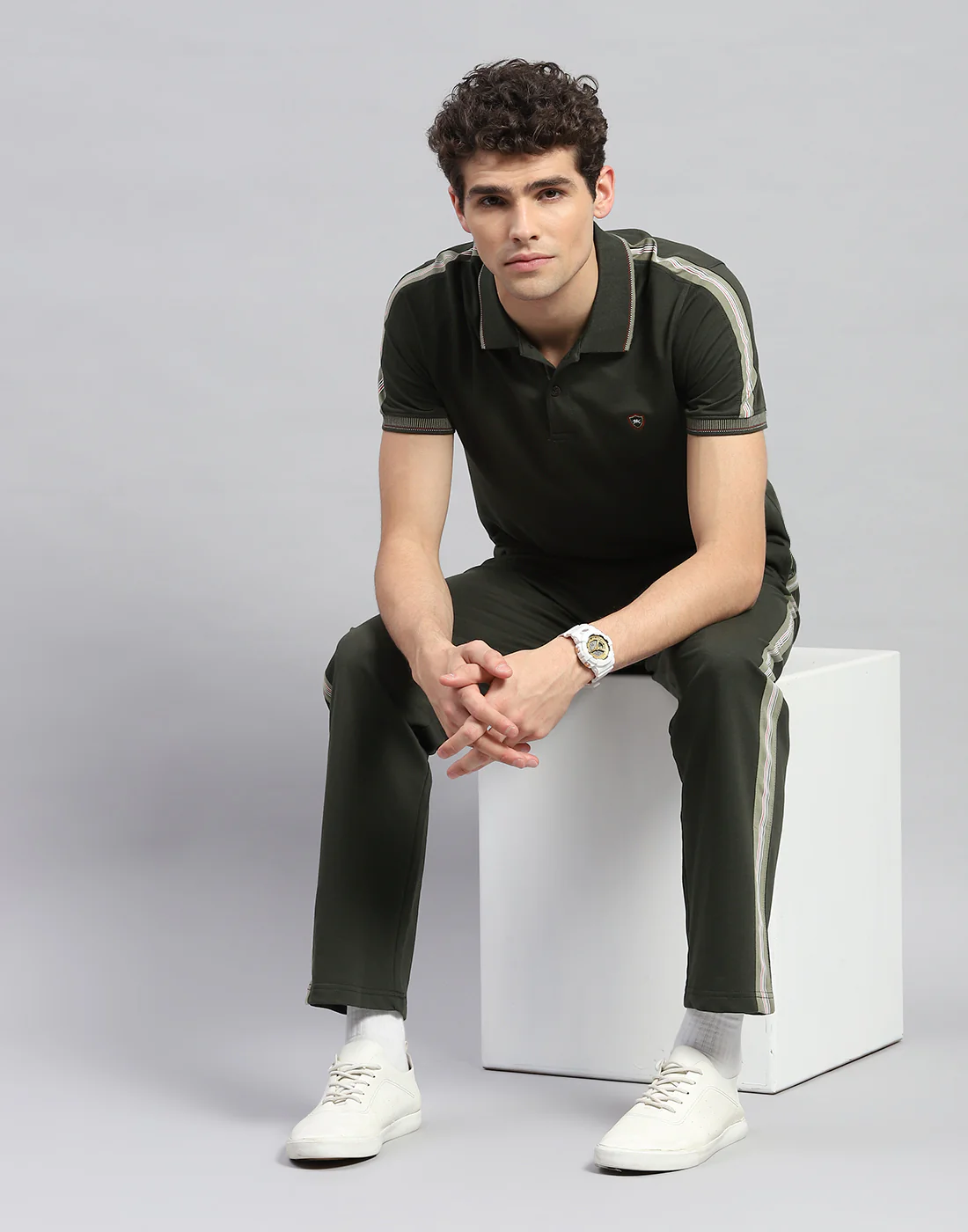Men Olive Solid  Half Sleeve Lower Set - Image 2