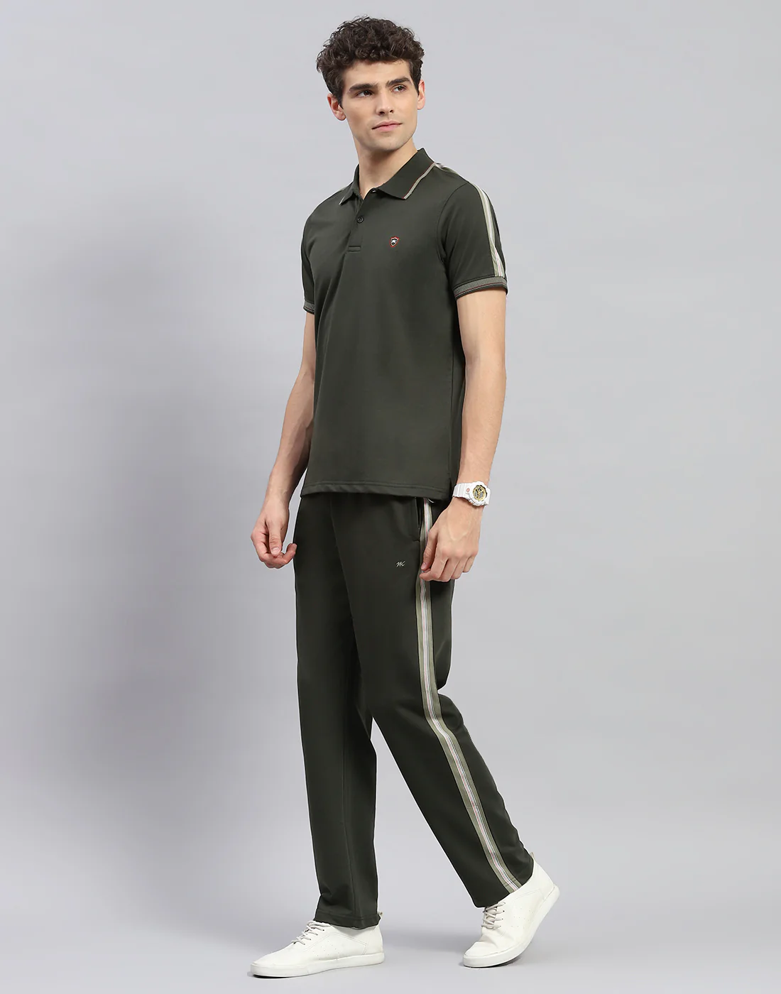 Men Olive Solid  Half Sleeve Lower Set - Image 3