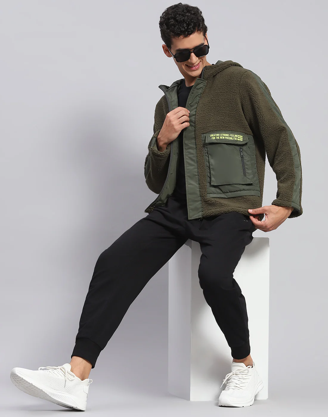 Rock.it Men Olive Solid Hooded Full Sleeve Jacket - Image 2