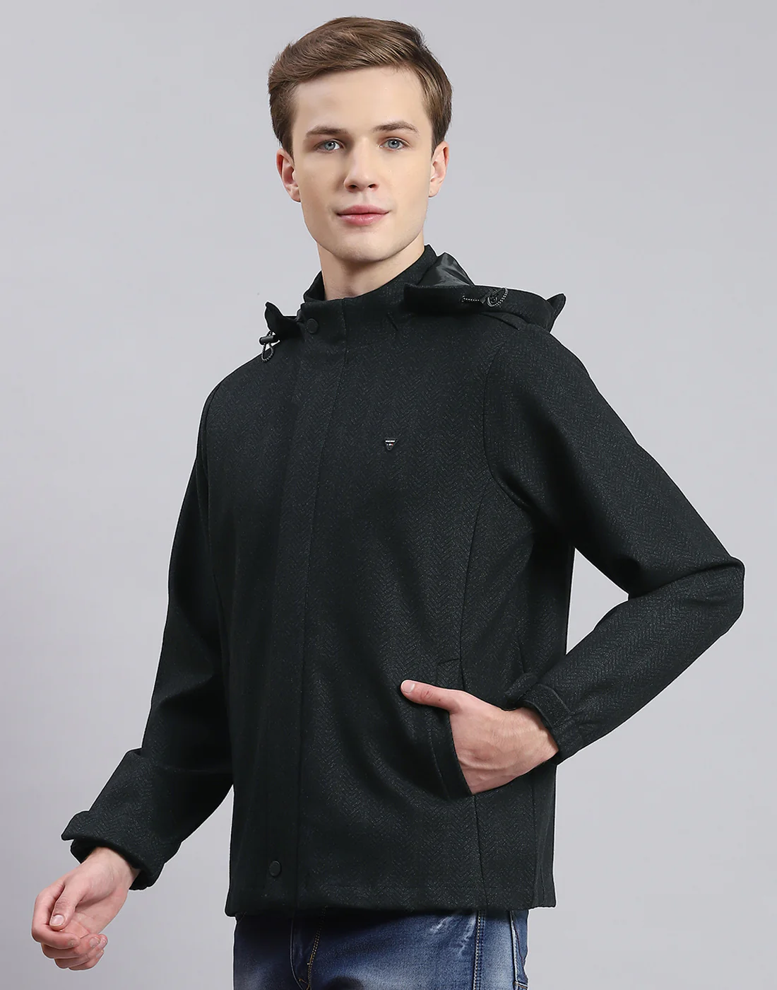 Men Olive Solid Hooded Full Sleeve Jacket - Image 3