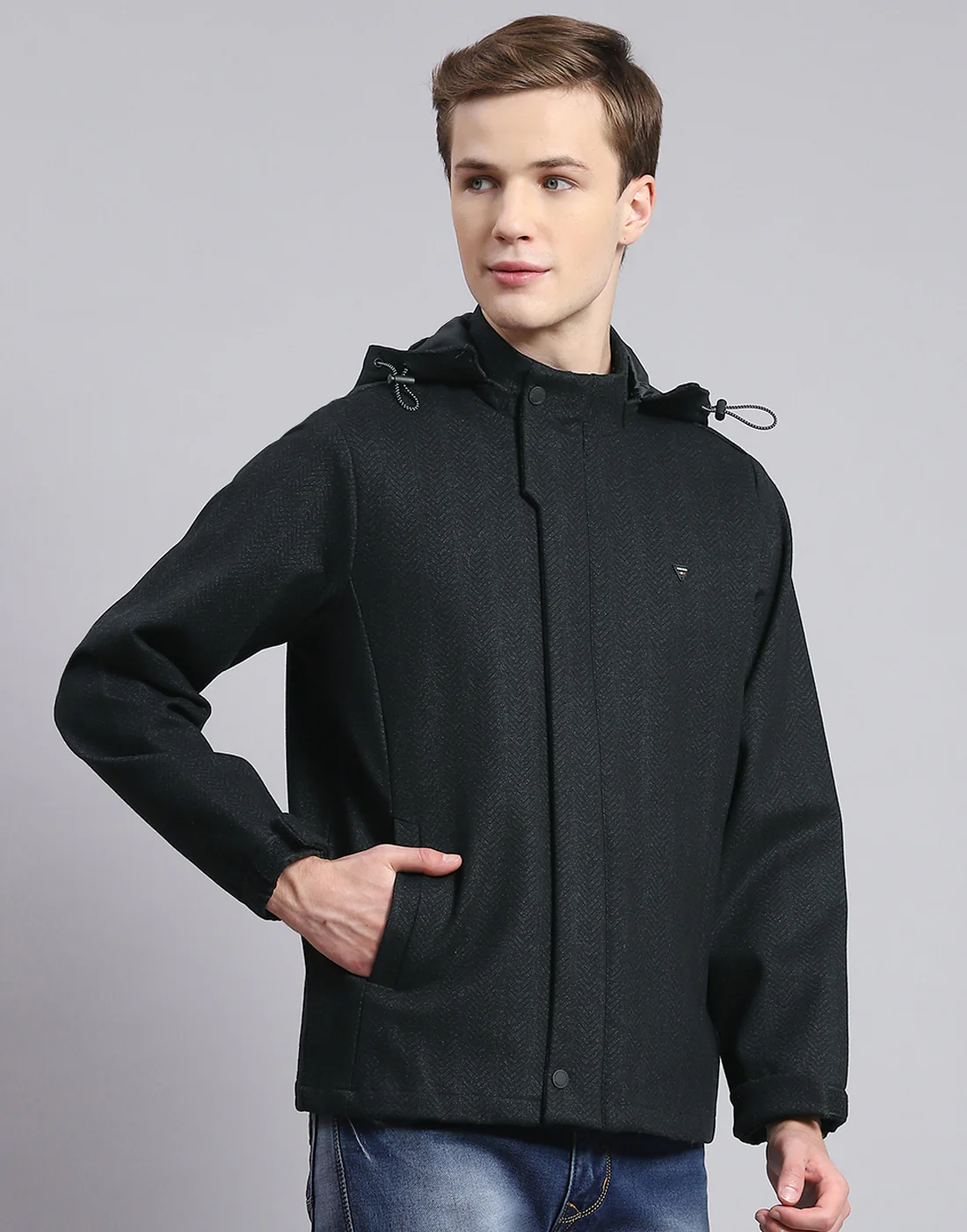 Men Olive Solid Hooded Full Sleeve Jacket - Image 4