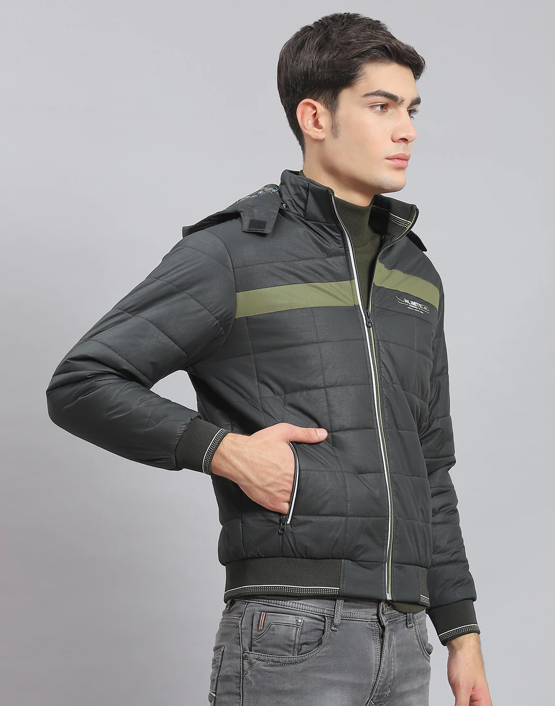Men Olive Solid Hooded Full Sleeve Jacket - Image 4