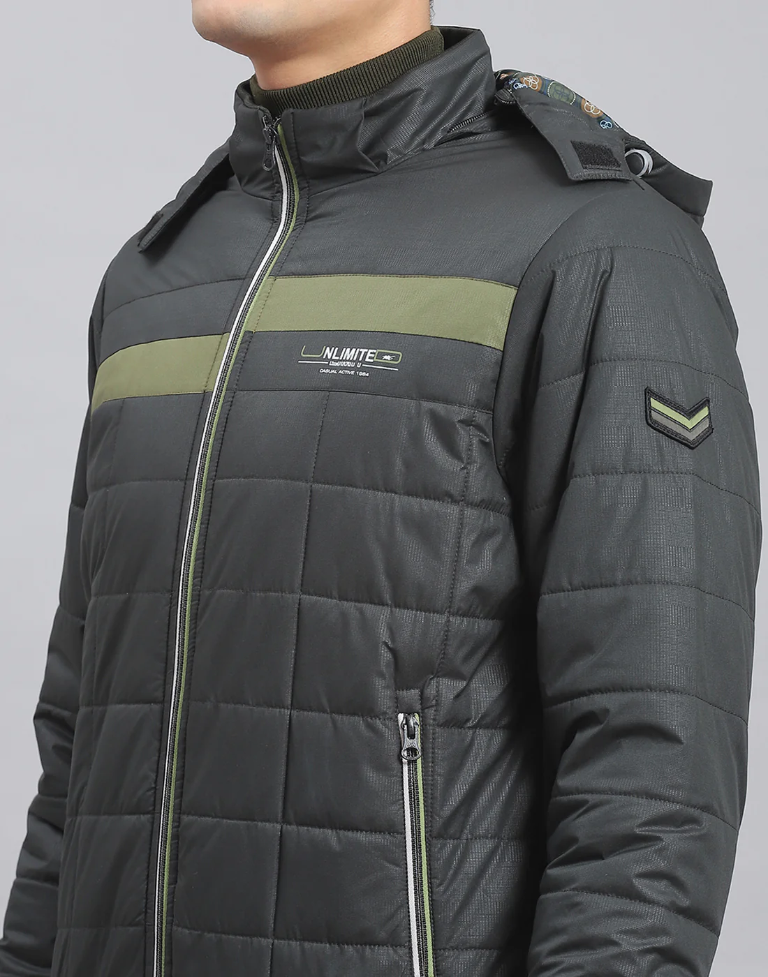 Men Olive Solid Hooded Full Sleeve Jacket - Image 6