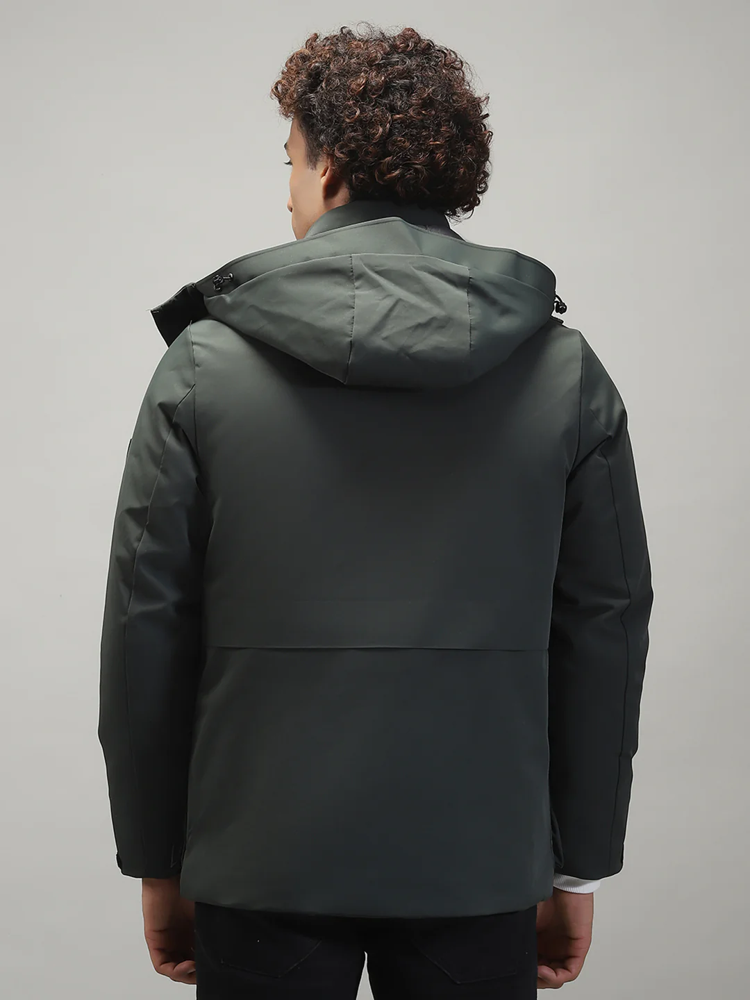 Men Olive Solid Hooded Full Sleeve Jacket - Image 5
