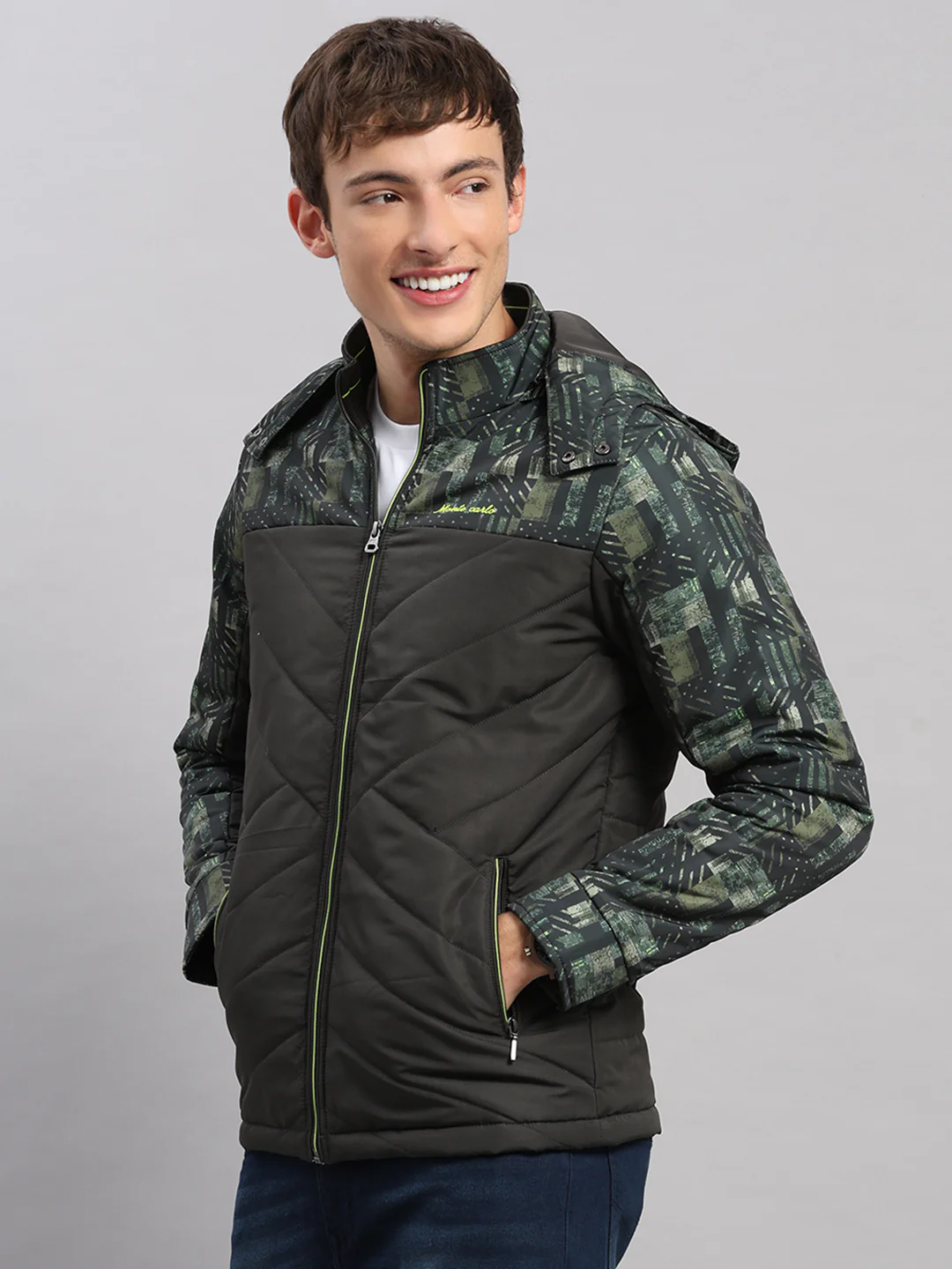 Men Olive Solid Hooded Full Sleeve Jacket - Image 3