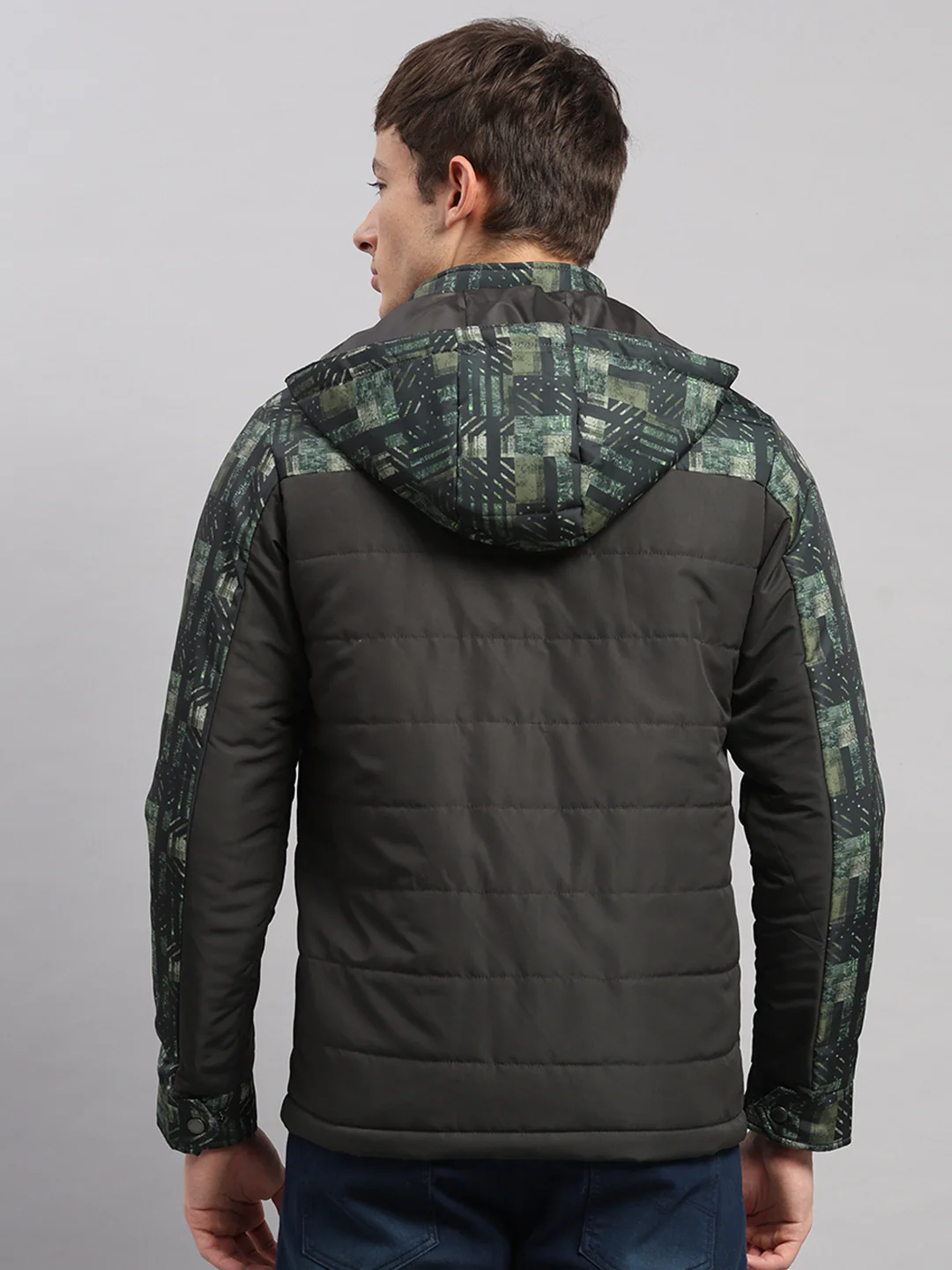 Men Olive Solid Hooded Full Sleeve Jacket - Image 5