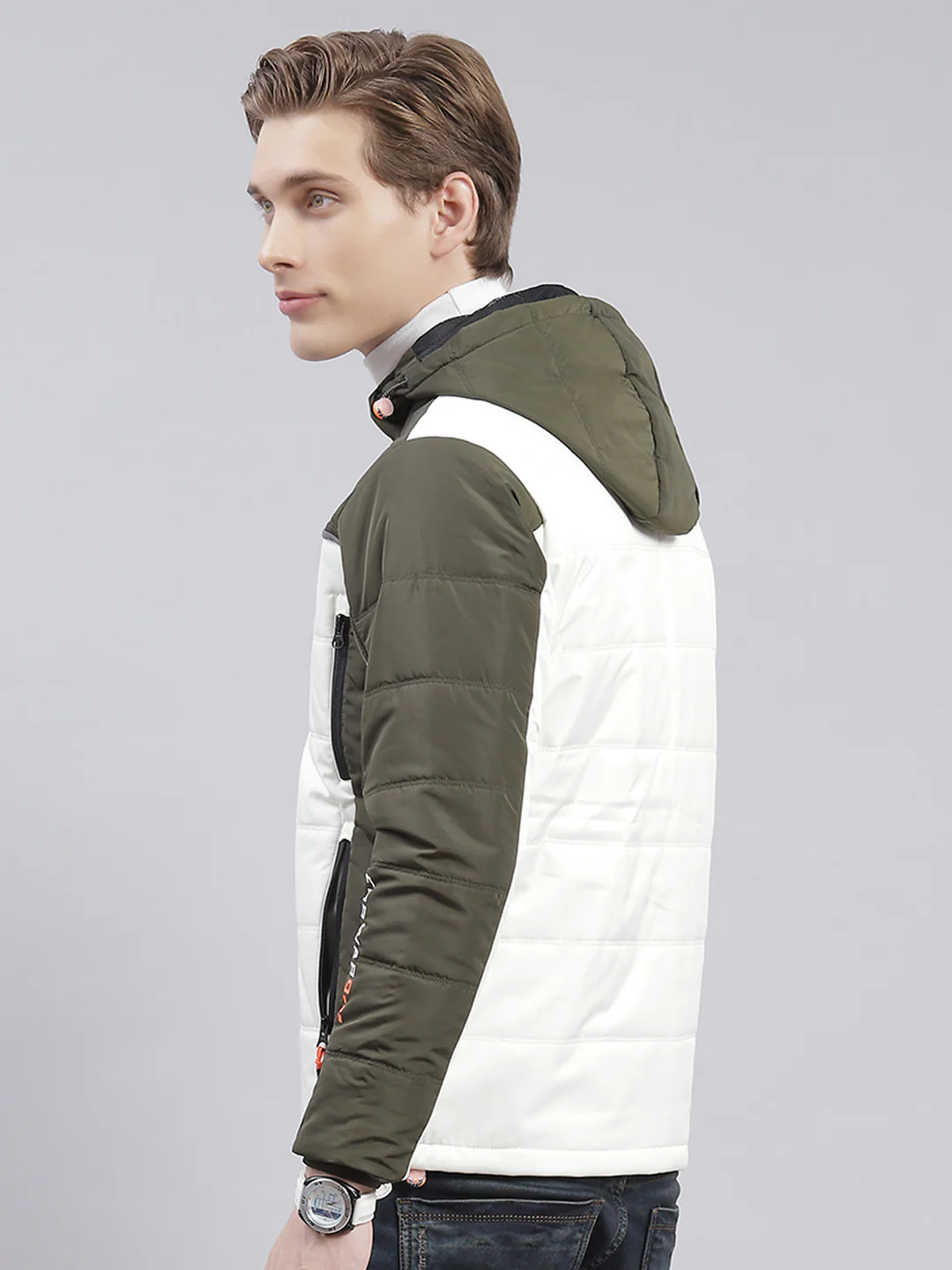 Men Olive Solid Hooded Full Sleeve Jackets - Image 7