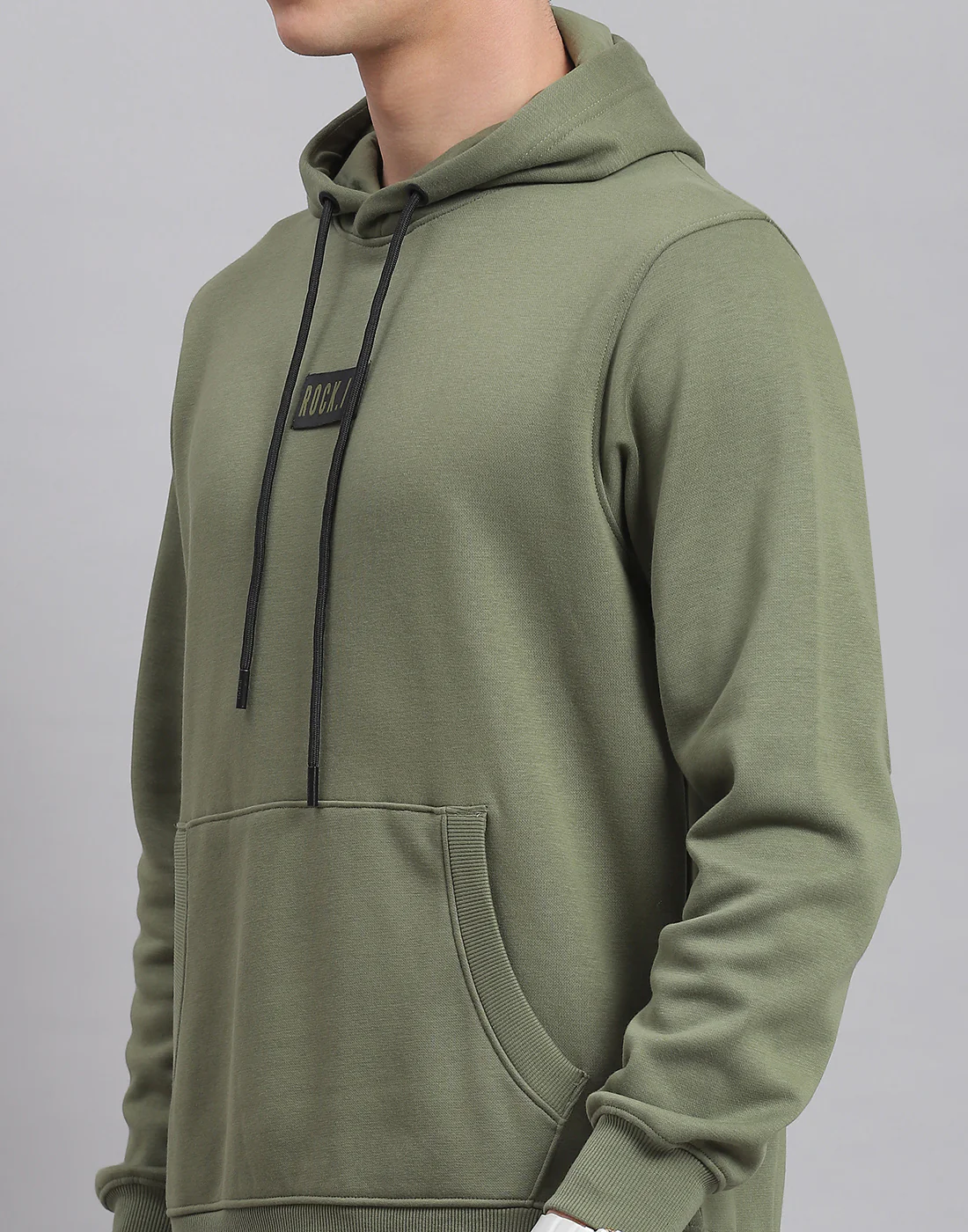Rock.it Men Olive Solid Hooded Full Sleeve Tracksuit - Image 7
