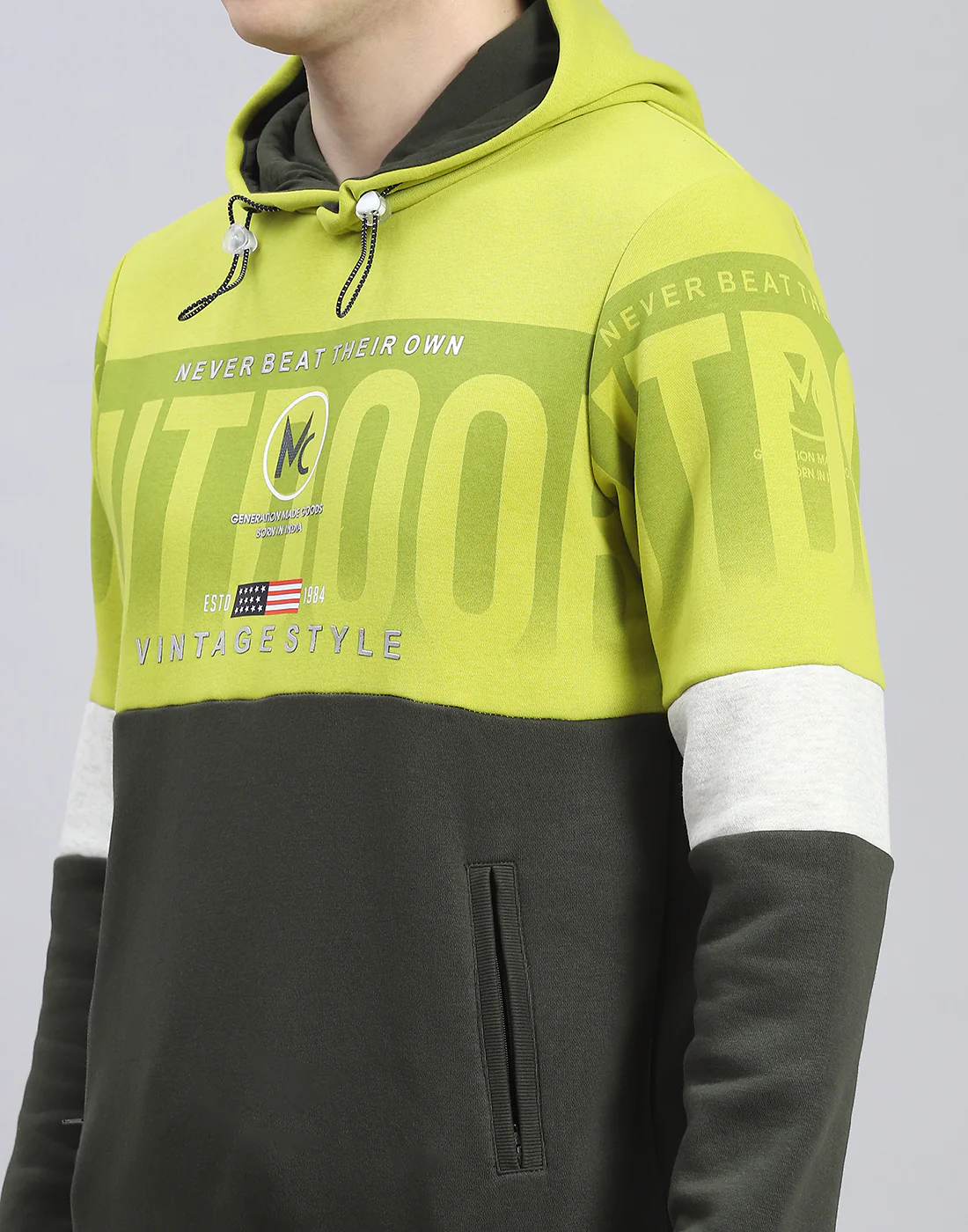 Men Olive Solid Hooded Full Sleeve Tracksuit - Image 6