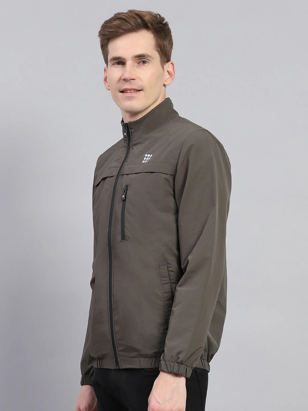Rock.it Men Olive Solid Mock Neck Full Sleeve Jacket - Image 2