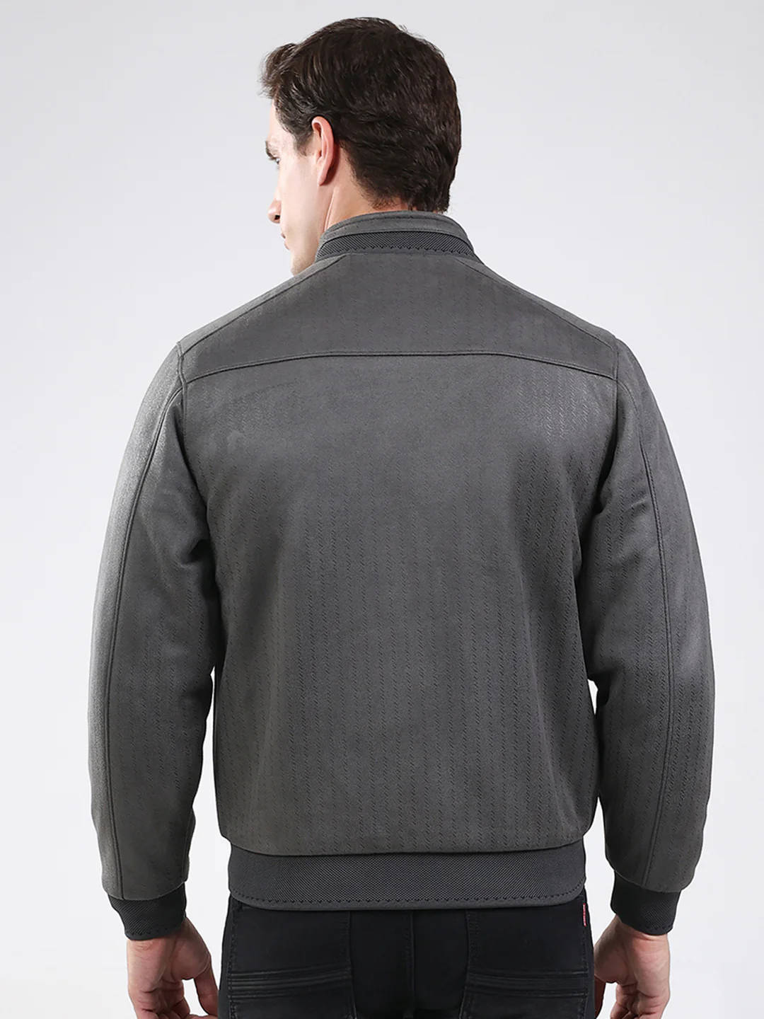 Men Olive Solid Mock Neck Full Sleeve Jacket - Image 5