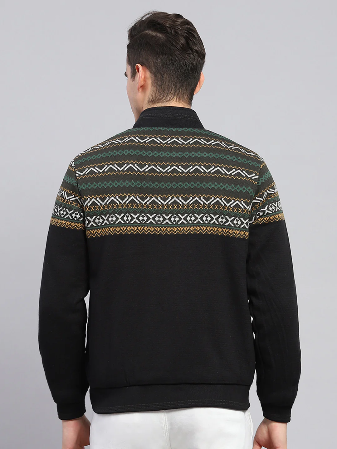 Men Olive Solid Mock Neck Full Sleeve Reversible Jacket - Image 8