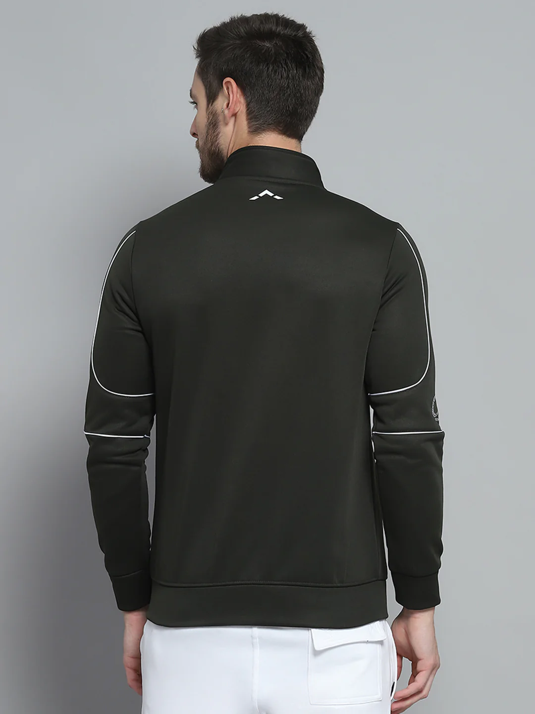 Rock.it Men Olive Solid Mock Neck Full Sleeve Sweatshirt - Image 5