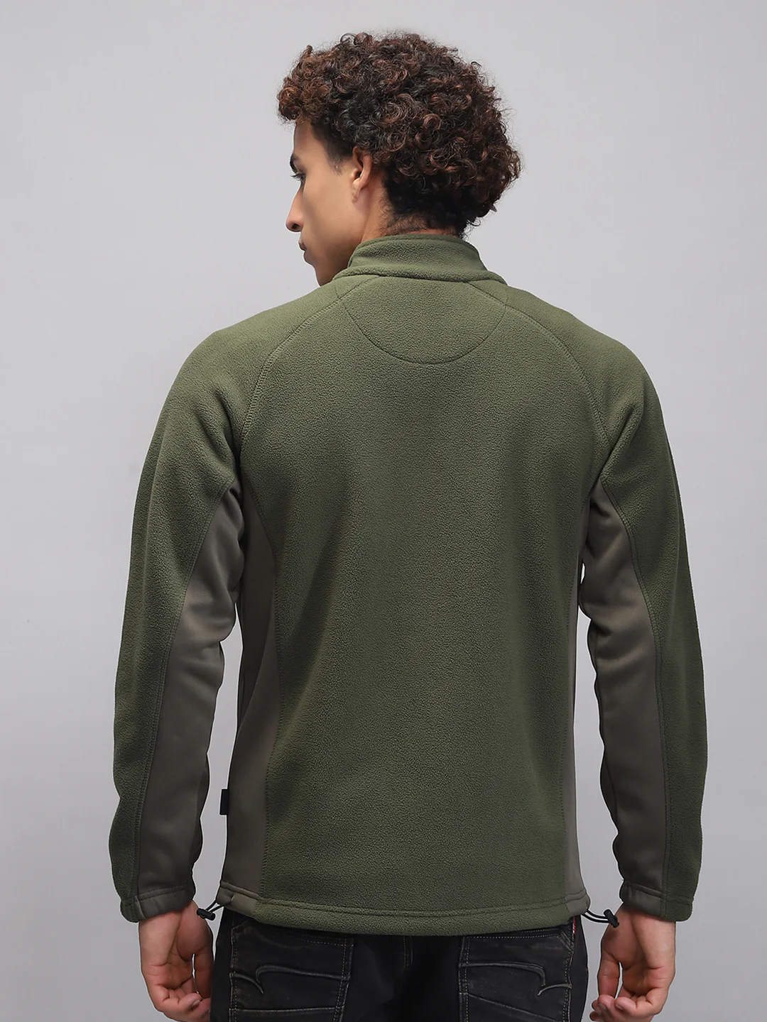 Rock.it Men Olive Solid Mock Neck Full Sleeve Sweatshirt - Image 5